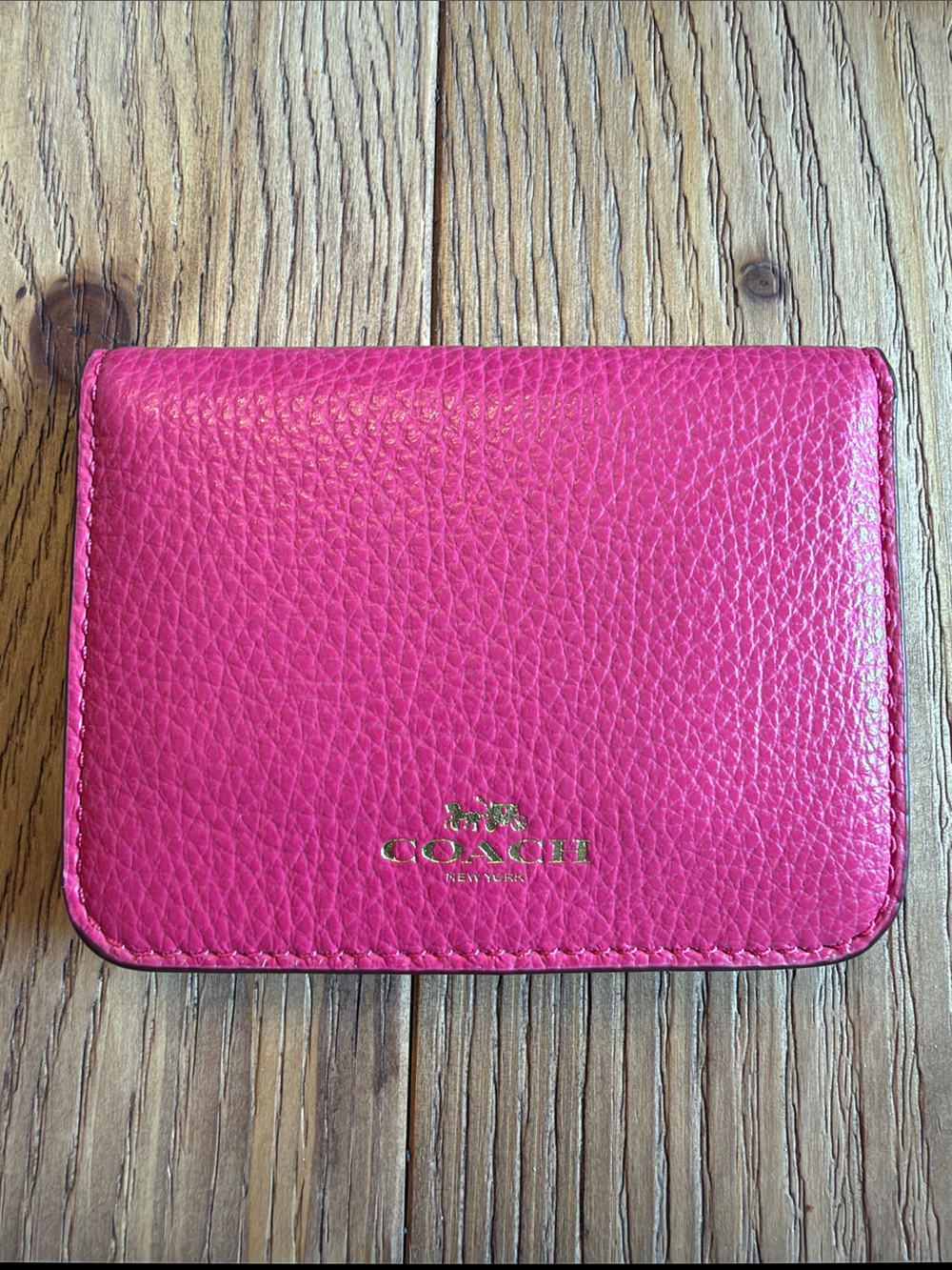 Coach Hot Pink Pebbled Leather Card Holder